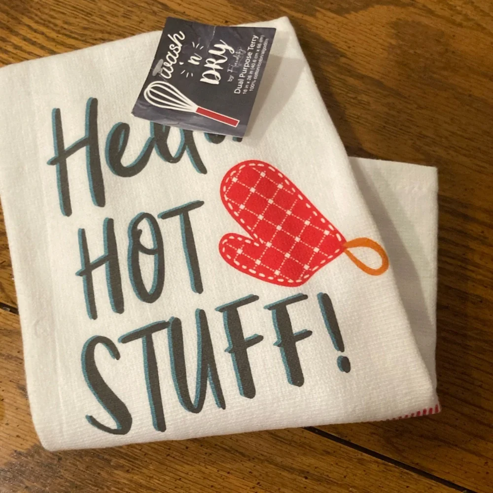 Terry Kitchen Towels Wash 'N Dry HELLO HOT STUFF! NWT